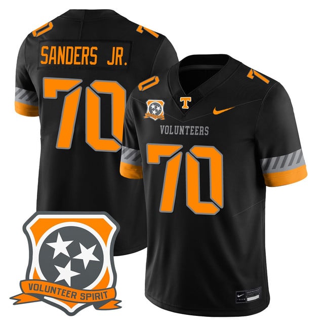 Men's Tennessee Volunteers 2025 Spirit Jersey BLACK#70 DAVID SANDERS JR.