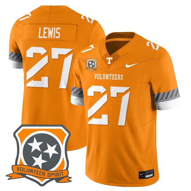 Men's Tennessee Volunteers 2025 Spirit Jersey ORANGE#27 PEYTON LEWIS