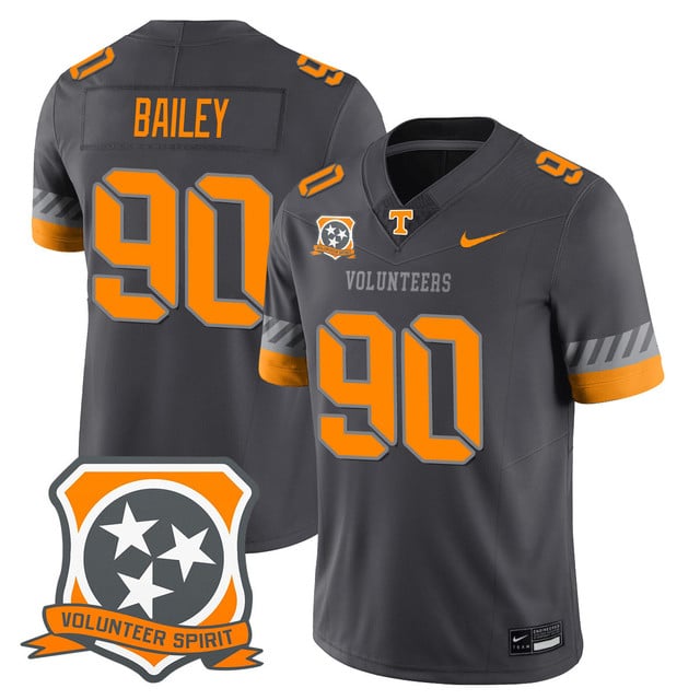 Men's Tennessee Volunteers 2025 Spirit Jersey SMOKEY GRAY#90 DOMINIC BAILEY