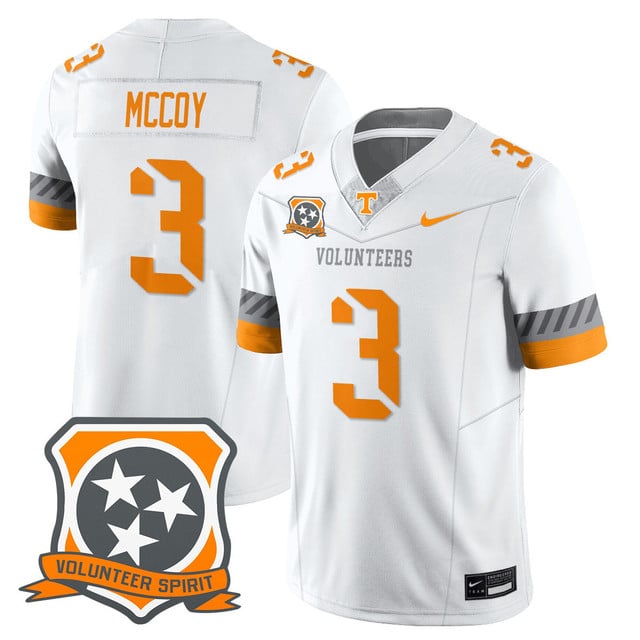 Men's Tennessee Volunteers 2025 Spirit Jersey WHITE#3 JERMOD MCCOY