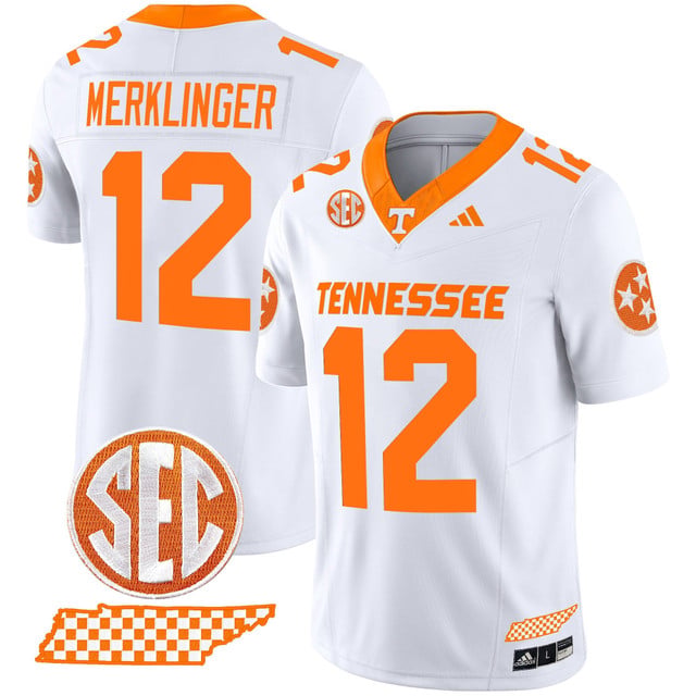 Men's Tennessee Volunteers 2025 Vapor Limited Jersey V2 white #12 Jake Merklinger