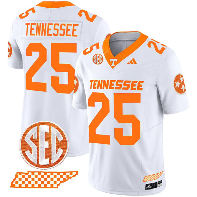 Men's Tennessee Volunteers 2025 Vapor Limited Jersey V2 white #25 Tennessee
