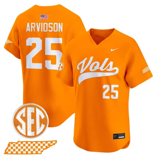 Men's Tennessee Volunteers 2026 'Smokey Grey Series' Vapor Premier Limited Jersey ORANGE#25 BRANDON ARVIDSON