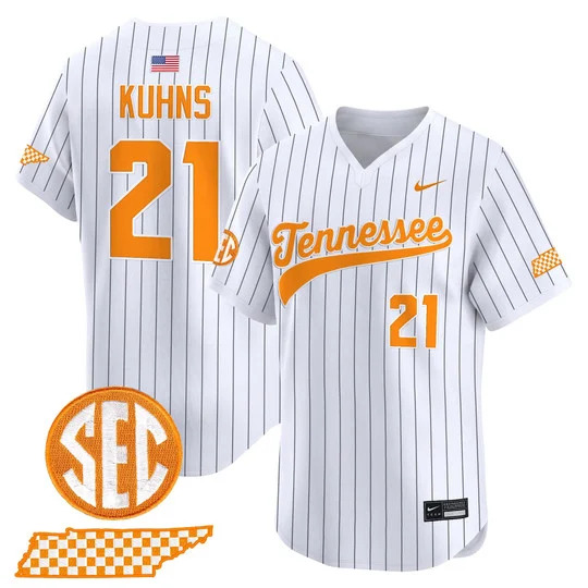Men's Tennessee Volunteers 2026 'Smokey Grey Series' Vapor Premier Limited Jersey PINSTRIPE#21 TEGAN KUHNS