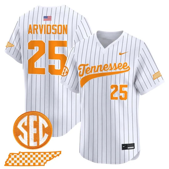 Men's Tennessee Volunteers 2026 'Smokey Grey Series' Vapor Premier Limited Jersey PINSTRIPE#25 BRANDON ARVIDSON