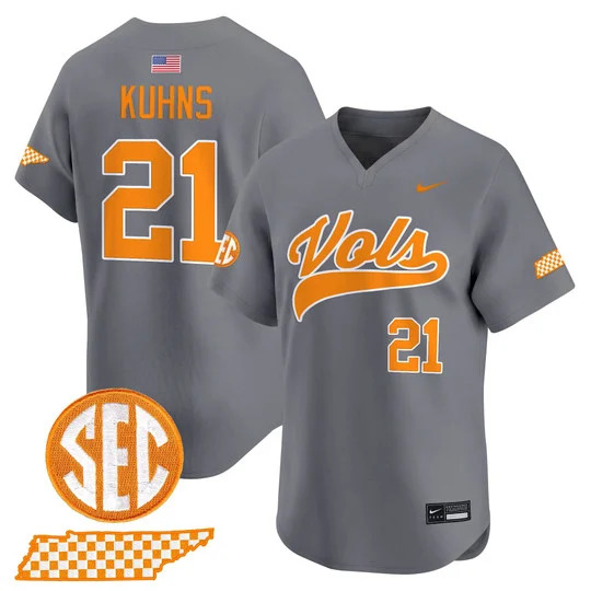 Men's Tennessee Volunteers 2026 'Smokey Grey Series' Vapor Premier Limited Jersey SMOKEY GREY#21 TEGAN KUHNS
