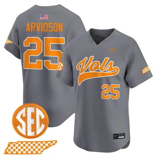 Men's Tennessee Volunteers 2026 'Smokey Grey Series' Vapor Premier Limited Jersey SMOKEY GREY#25 BRANDON ARVIDSON