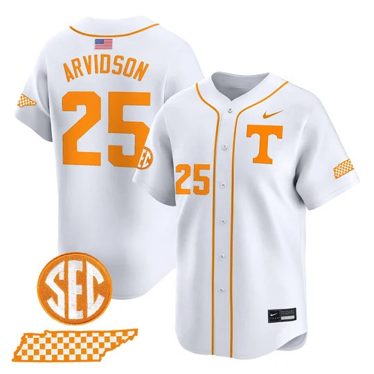 Men's Tennessee Volunteers 2026 'Smokey Grey Series' Vapor Premier Limited Jersey WHITE#25 BRANDON ARVIDSON