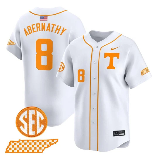 Men's Tennessee Volunteers 2026 'Smokey Grey Series' Vapor Premier Limited Jersey WHITE#8 JAY ABERNATHY