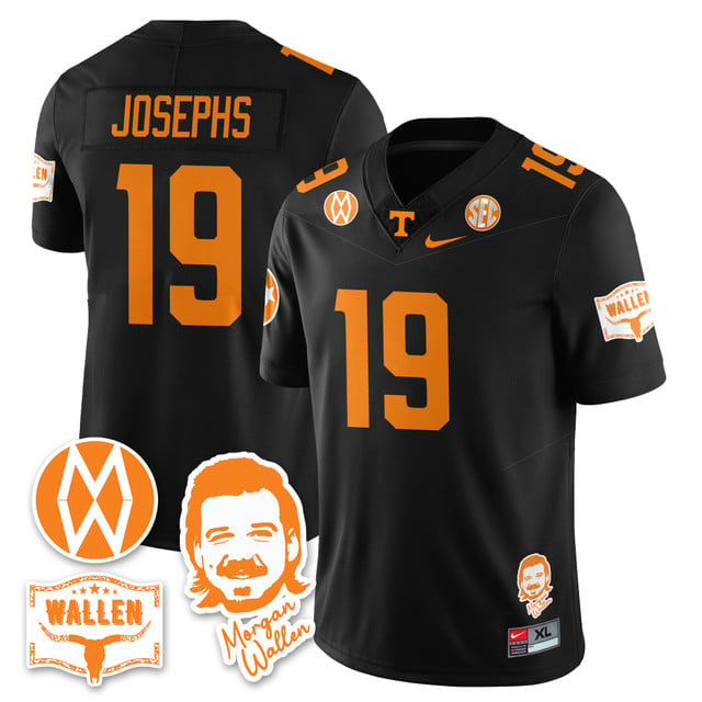 Men's Tennessee Volunteers Morgan Wallen 2025 Jersey BLACK#19 JOSHUA JOSEPHS