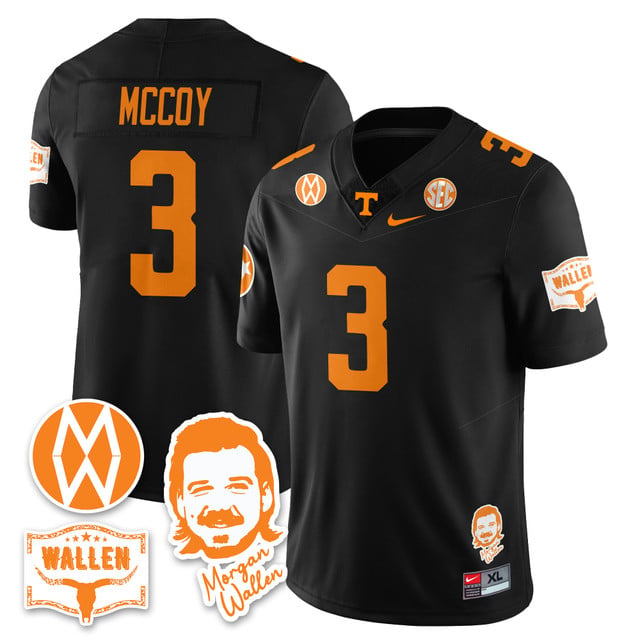 Men's Tennessee Volunteers Morgan Wallen 2025 Jersey BLACK#3 JERMOD MCCOY