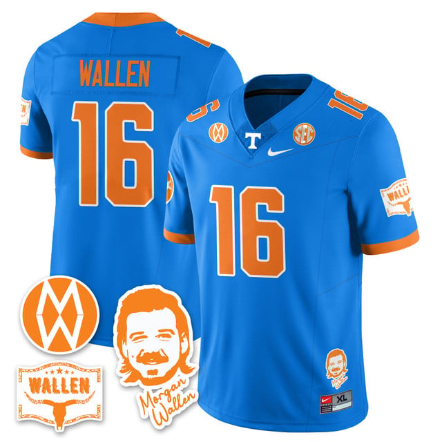 Men's Tennessee Volunteers Morgan Wallen 2025 Jersey BLUE#16 MORGAN WALLEN