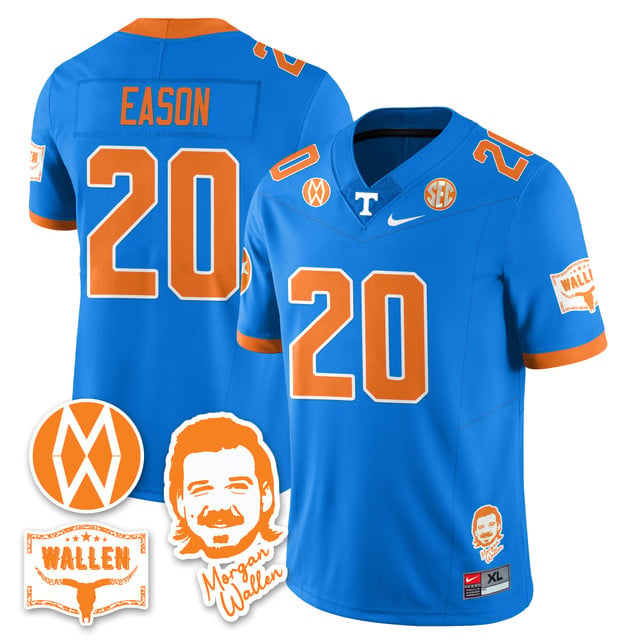 Men's Tennessee Volunteers Morgan Wallen 2025 Jersey BLUE#20 BRYSON EASON