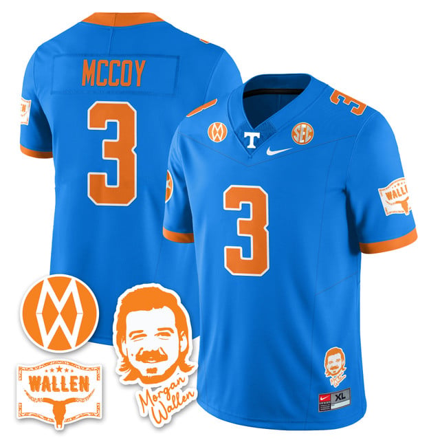 Men's Tennessee Volunteers Morgan Wallen 2025 Jersey BLUE#3 JERMOD MCCOY