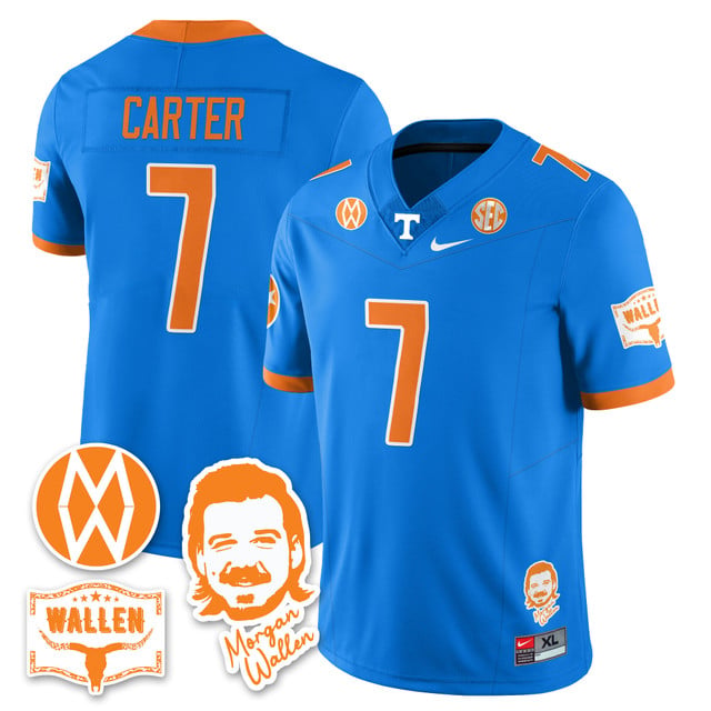 Men's Tennessee Volunteers Morgan Wallen 2025 Jersey BLUE#7 ARION CARTER