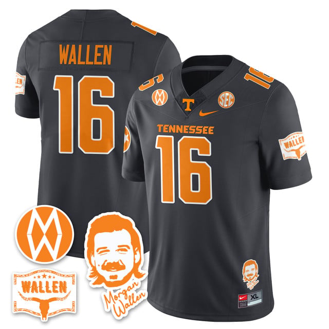 Men's Tennessee Volunteers Morgan Wallen 2025 Jersey GRAY#16 MORGAN WALLEN