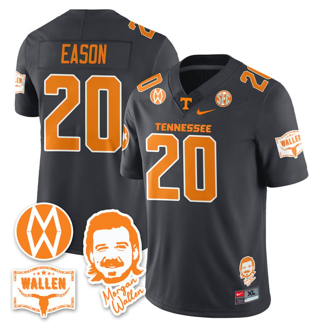 Men's Tennessee Volunteers Morgan Wallen 2025 Jersey GRAY#20 BRYSON EASON