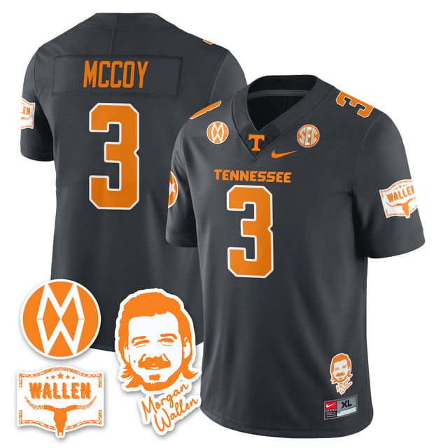 Men's Tennessee Volunteers Morgan Wallen 2025 Jersey GRAY#3 JERMOD MCCOY