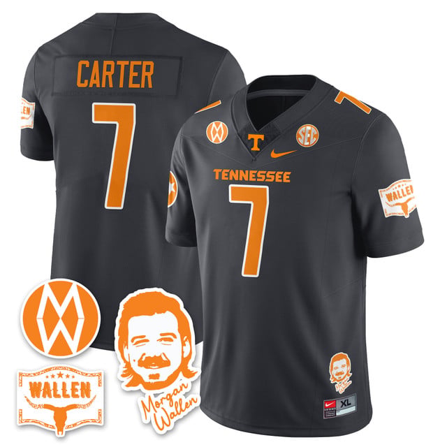 Men's Tennessee Volunteers Morgan Wallen 2025 Jersey GRAY#7 ARION CARTER