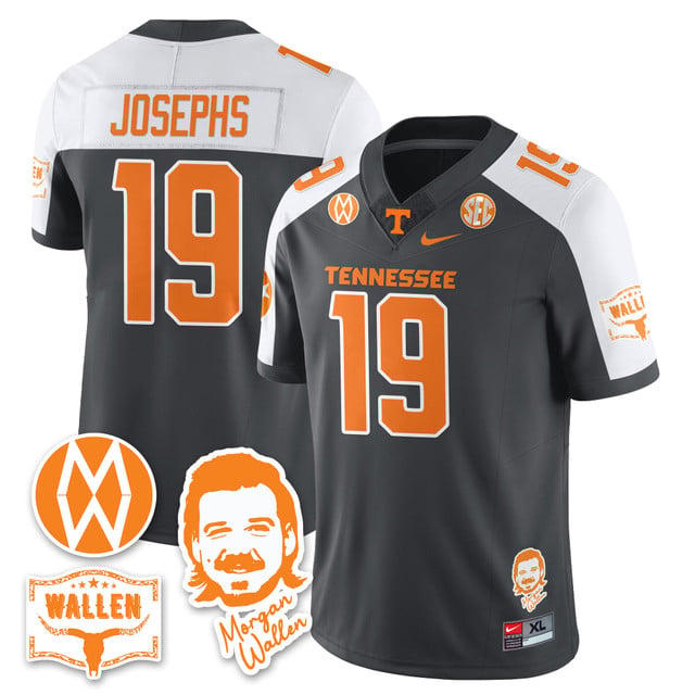 Men's Tennessee Volunteers Morgan Wallen 2025 Jersey GRAY ALTERNATE#19 JOSHUA JOSEPHS