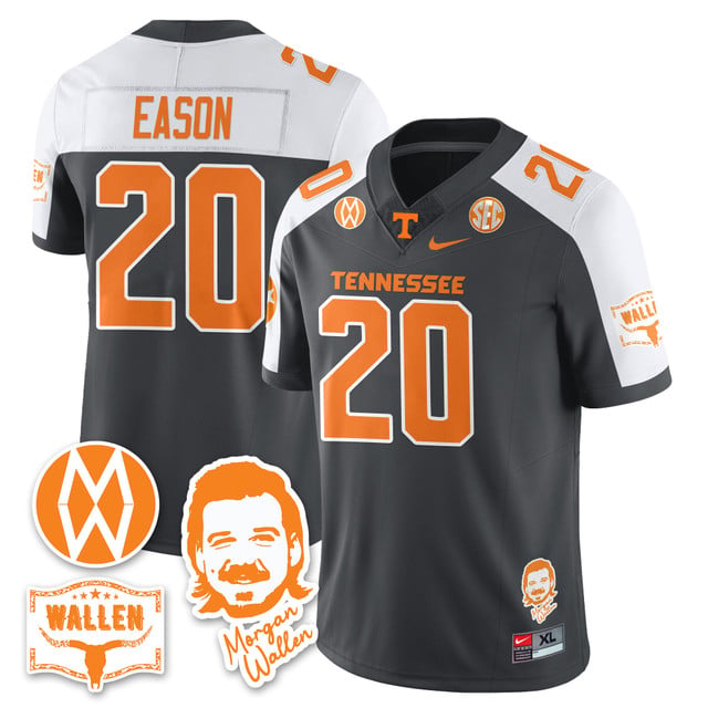 Men's Tennessee Volunteers Morgan Wallen 2025 Jersey GRAY ALTERNATE#20 BRYSON EASON