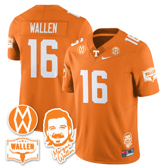Men's Tennessee Volunteers Morgan Wallen 2025 Jersey ORANGE#16 MORGAN WALLEN
