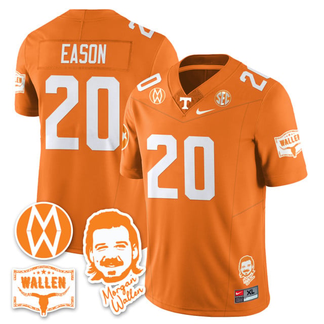 Men's Tennessee Volunteers Morgan Wallen 2025 Jersey ORANGE#20 BRYSON EASON