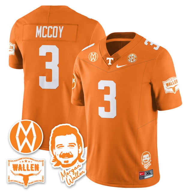 Men's Tennessee Volunteers Morgan Wallen 2025 Jersey ORANGE#3 JERMOD MCCOY