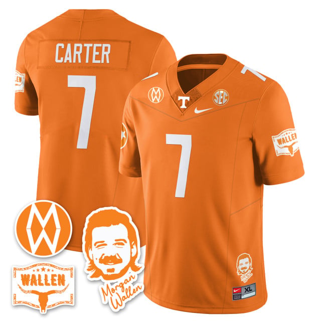 Men's Tennessee Volunteers Morgan Wallen 2025 Jersey ORANGE#7 ARION CARTER