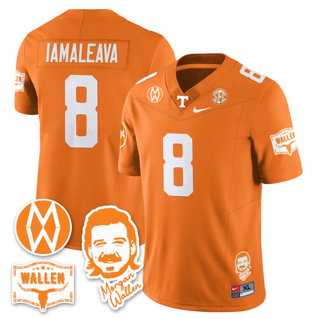 Men's Tennessee Volunteers Morgan Wallen 2025 Jersey ORANGE#8 NICO LAMALEAVA