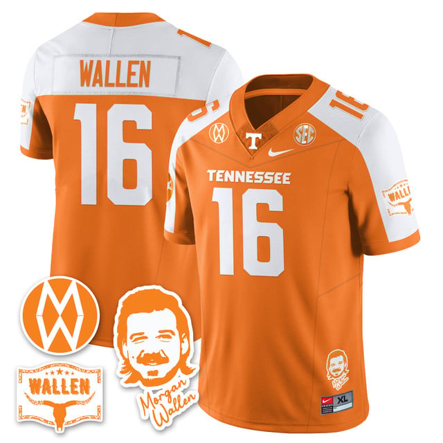 Men's Tennessee Volunteers Morgan Wallen 2025 Jersey ORANGE ALTERNATE#16 MORGAN WALLEN