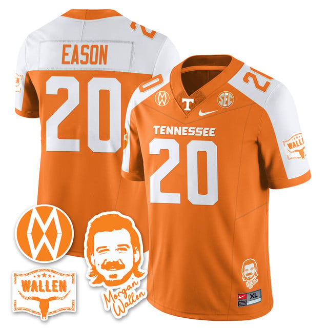 Men's Tennessee Volunteers Morgan Wallen 2025 Jersey ORANGE ALTERNATE#20 BRYSON EASON