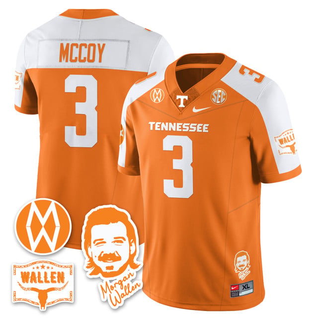 Men's Tennessee Volunteers Morgan Wallen 2025 Jersey ORANGE ALTERNATE#3 JERMOD MCCOY