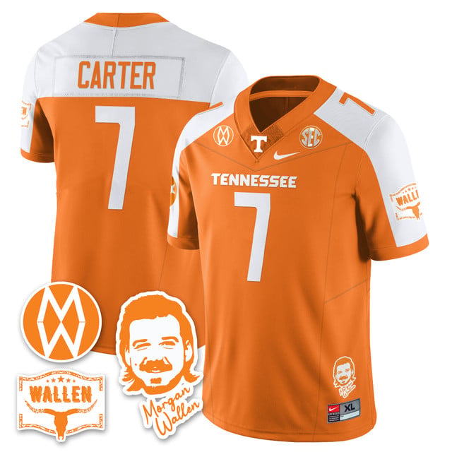 Men's Tennessee Volunteers Morgan Wallen 2025 Jersey ORANGE ALTERNATE#7 ARION CARTER
