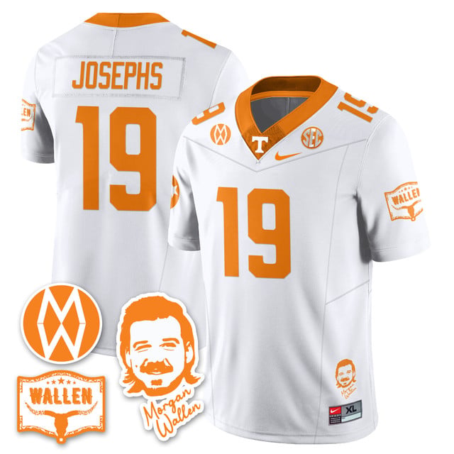 Men's Tennessee Volunteers Morgan Wallen 2025 Jersey WHITE#19 JOSHUA JOSEPHS