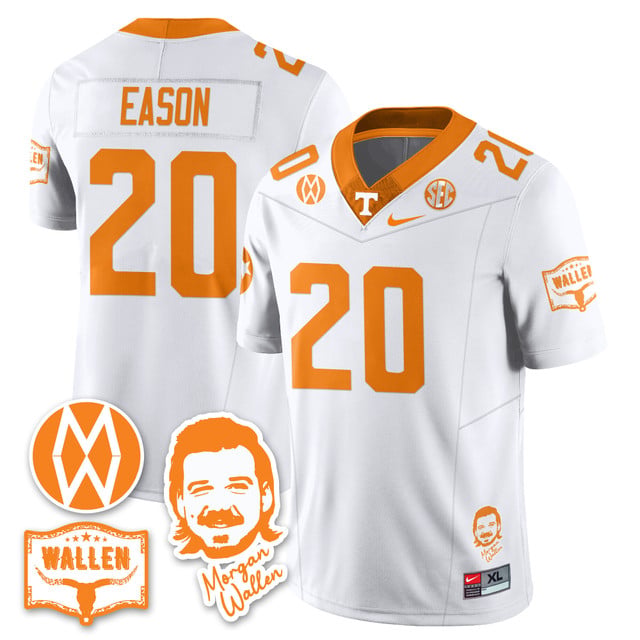 Men's Tennessee Volunteers Morgan Wallen 2025 Jersey WHITE#20 BRYSON EASON