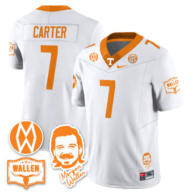 Men's Tennessee Volunteers Morgan Wallen 2025 Jersey WHITE#7 ARION CARTER