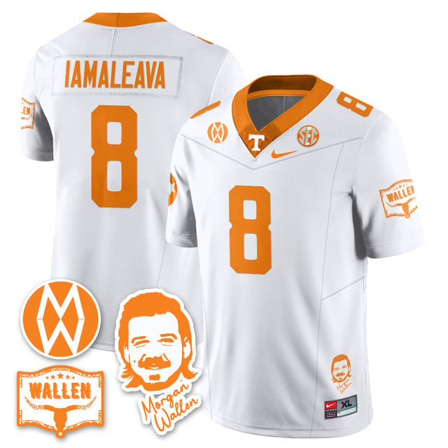 Men's Tennessee Volunteers Morgan Wallen 2025 Jersey WHITE#8 NICO LAMALEAVA