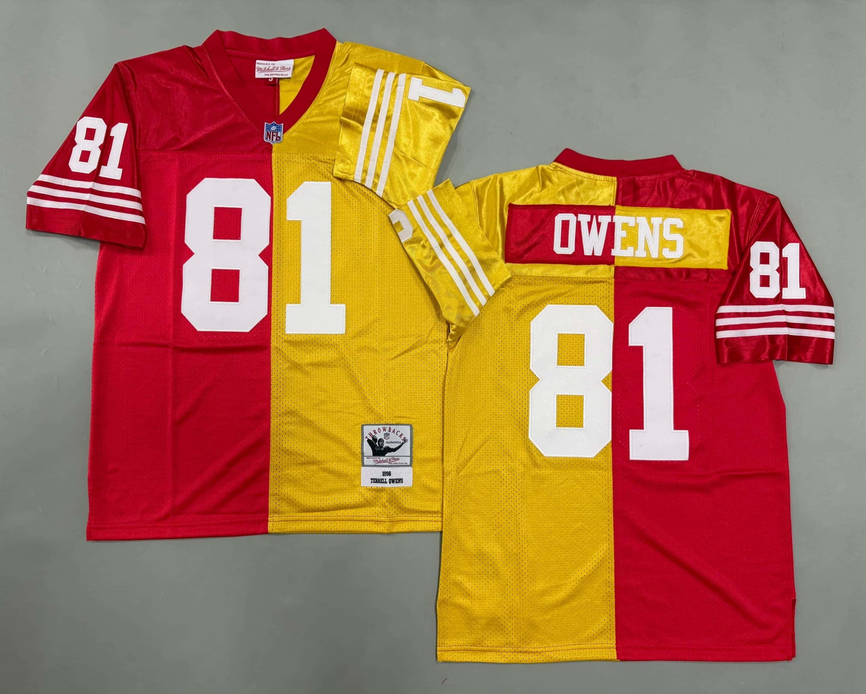 Men's Terrell Owens Split Legacy Replica Jersey Scarlet&Gold San  Francisco 49ers