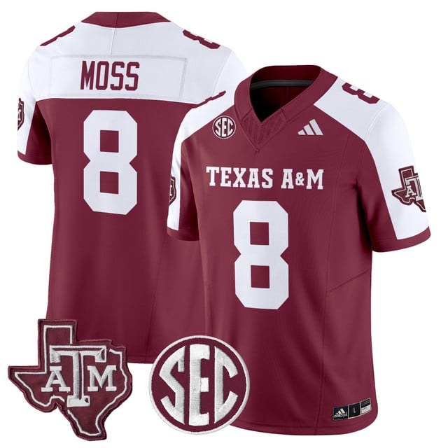 Men's Texas A&M Aggies 2025 Vapor Limited Jersey #8 LE'VEON MOSS