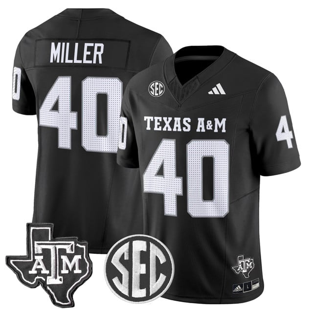 Men's Texas A&M Aggies 2025 Vapor Limited Jersey BLACK#40 VON MILLER
