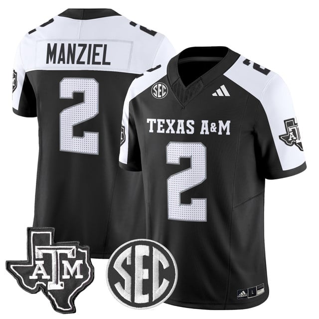 Men's Texas A&M Aggies 2025 Vapor Limited Jersey BLACK ALTERNATE#2 JOHNNY MANZIEL