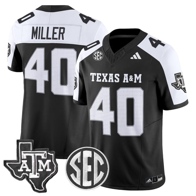Men's Texas A&M Aggies 2025 Vapor Limited Jersey BLACK ALTERNATE#40 VON MILLER