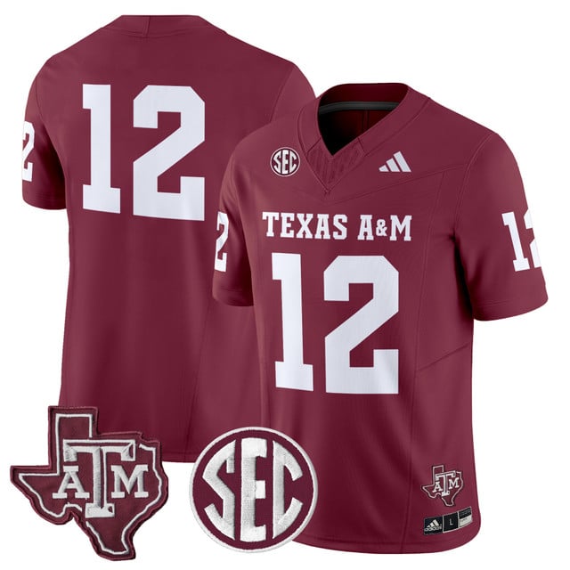 Men's Texas A&M Aggies 2025 Vapor Limited Jersey MAROON#12
