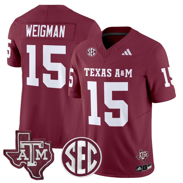 Men's Texas A&M Aggies 2025 Vapor Limited Jersey MAROON#15 CONNER WEIGMAN