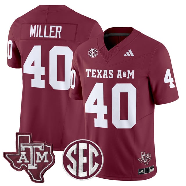 Men's Texas A&M Aggies 2025 Vapor Limited Jersey MAROON#40 VON MILLER