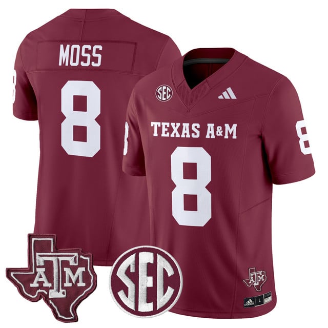 Men's Texas A&M Aggies 2025 Vapor Limited Jersey MAROON#8 LE'VEON MOSS