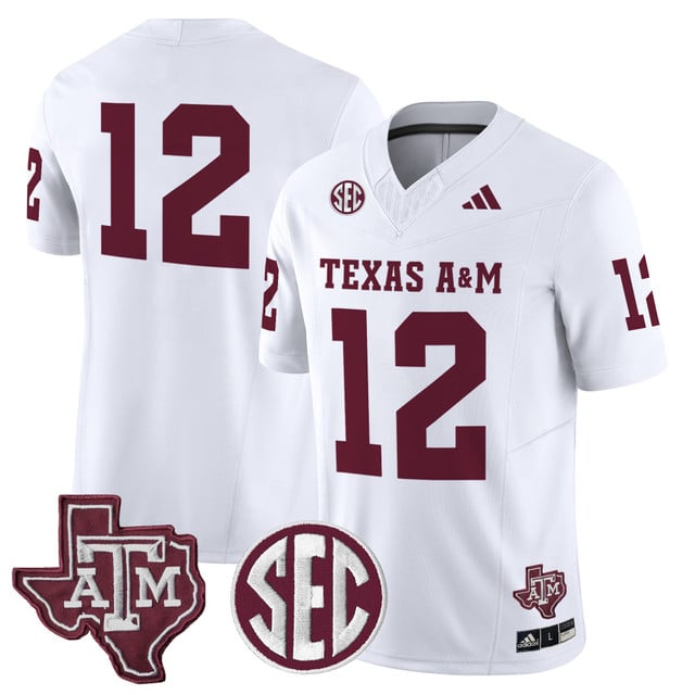 Men's Texas A&M Aggies 2025 Vapor Limited Jersey WHITE#12