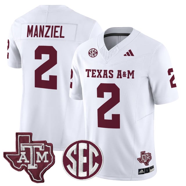 Men's Texas A&M Aggies 2025 Vapor Limited Jersey WHITE#2 JOHNNY MANZIEL