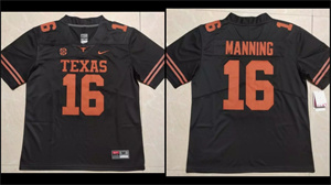 Men's Texas Longhorns #16 Peyton Manning Black Stitched Jersey